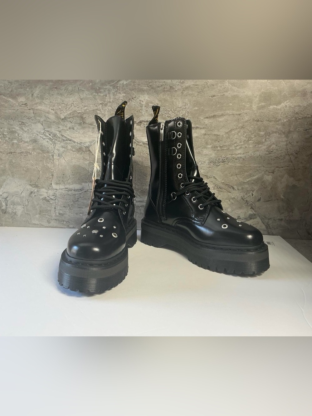 Dr. Martens JADON HI STUDDED BUTTERO LEATHER PLATFORM BOOTS - Picture 12 of 12